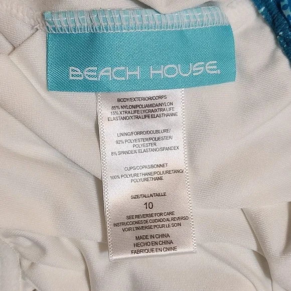 Beach House tankini top Blue Double Cross Back Strap Sz 10 - Picture 14 of 14